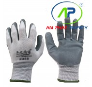 NAVI-Găng tay polyester phủ PU Natri lòng (trắng-đen) 43,34 g Size M